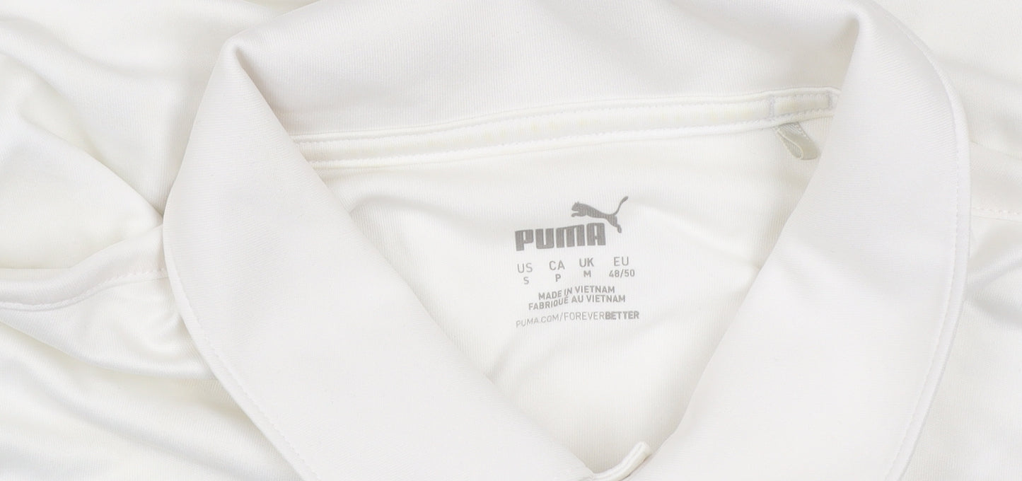 Puma Men’s White Striped Golf Polo Shirt Size S Regular Fit