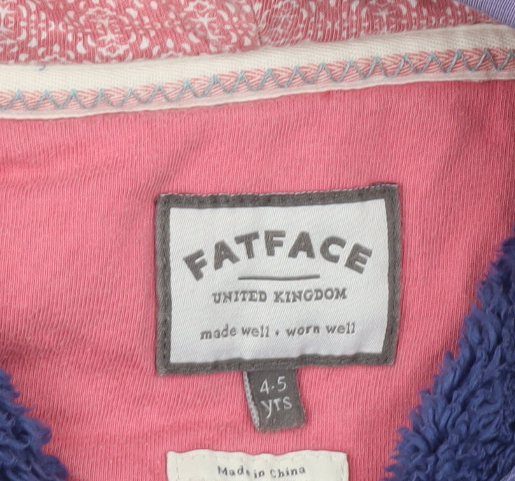 FatFace Girls Blue Full Zip Fleece Hoodie 4-5 Years Bumblebee Design