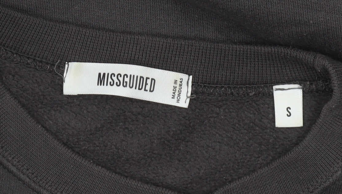 Missguided Women Black Michigan Graphic Pullover Sweatshirt Size S