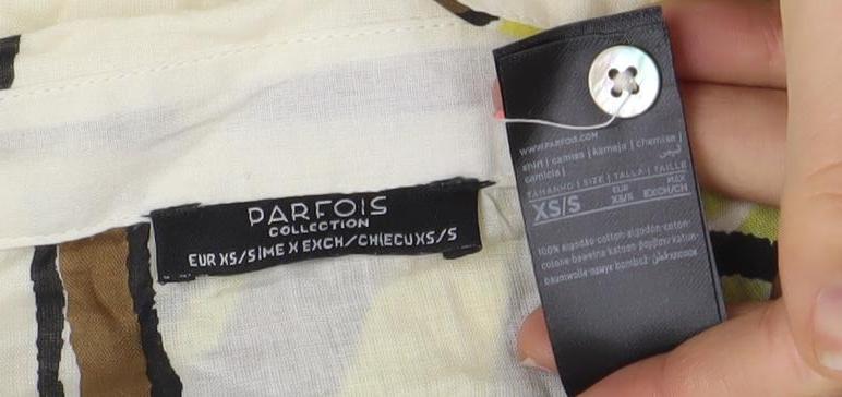 Parfois Women's Multicoloured XS Cotton Short Sleeve Button-Up Shirt