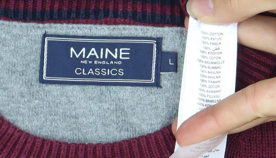 Maine New England Men's Red Cotton Crew Neck Jumper Size L