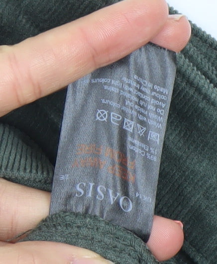 Oasis Women Green Corduroy Short Skirt Size 12 Casual