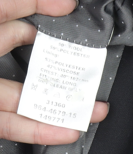 French Connection Men's Black Wool Blend 40L Single Breasted Blazer