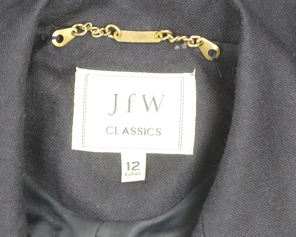 JFW Classics Womens Black Wool Double-Breasted Blazer Size 12