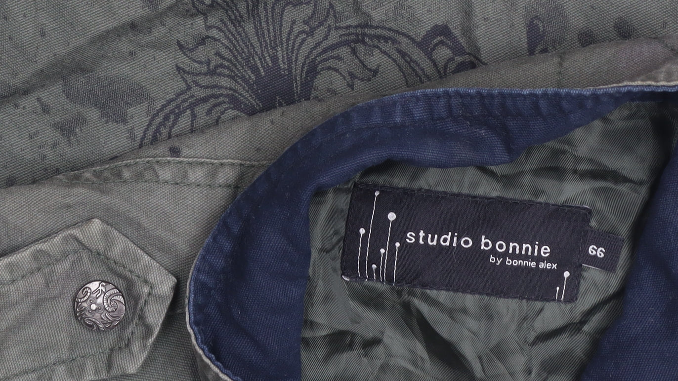 Studio Bonnie Green Military Waistcoat Men L Army Style Zip Utility Vest