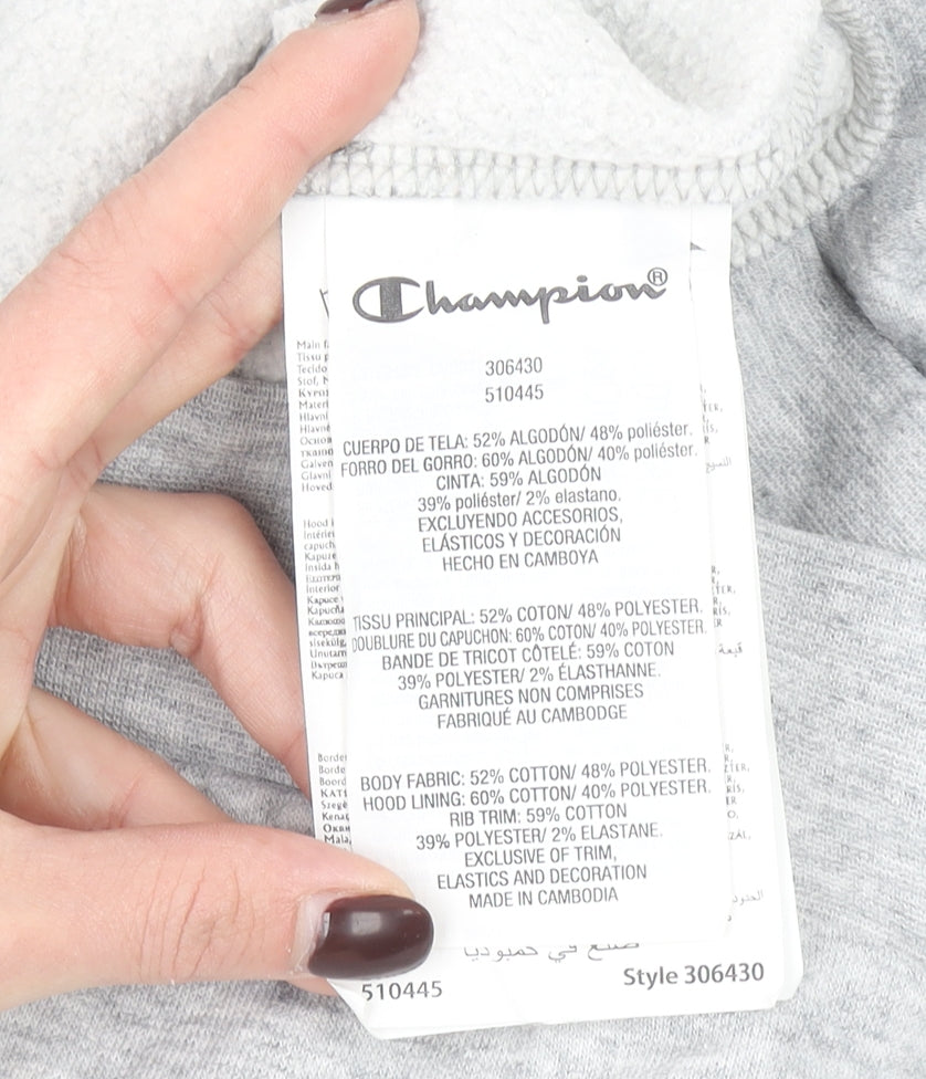 Champion Girls Grey Full Zip Hoodie Size 7-8 Years Sports Style