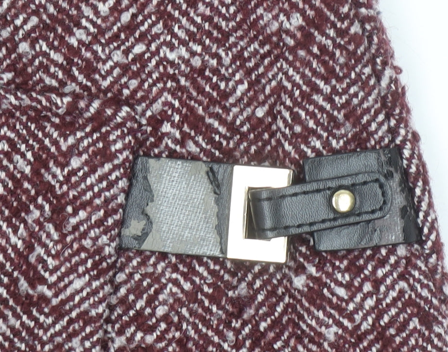 Marks and Spencer Women Red Herringbone Tweed Wrap Skirt UK 12