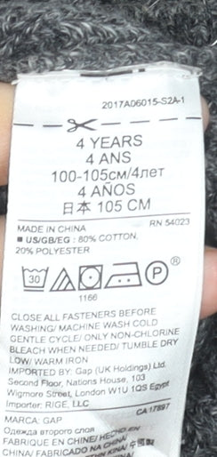 Baby Gap Boys Grey Button Up Cardigan 4 Years Rib Knit Cotton Blend