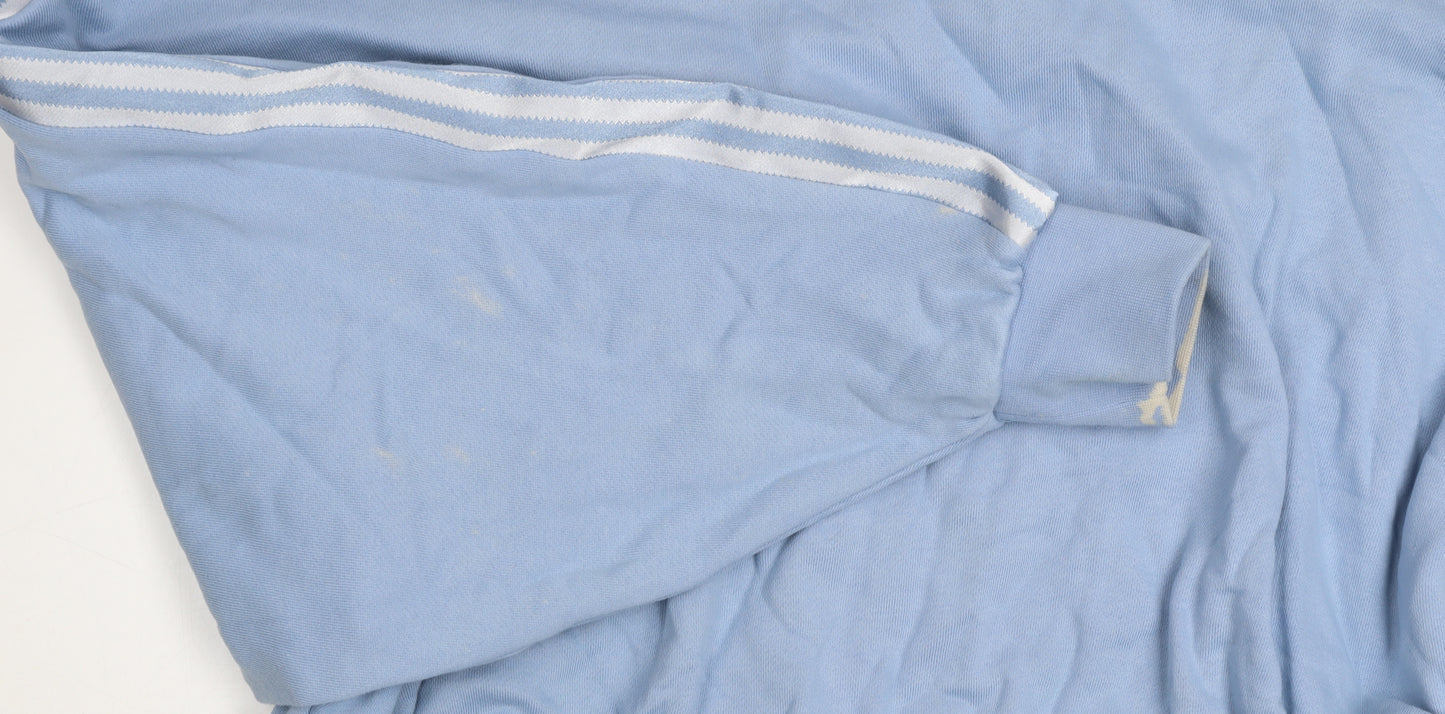 Adidas Women Blue 10 Pullover Hoodie Relaxed Fit Cotton Hooded Sweatshirt