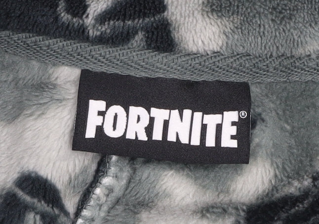 Next Boys Grey Camouflage Fortnite Fleece Onesie 11 Years Hooded Zip Winter Nightwear