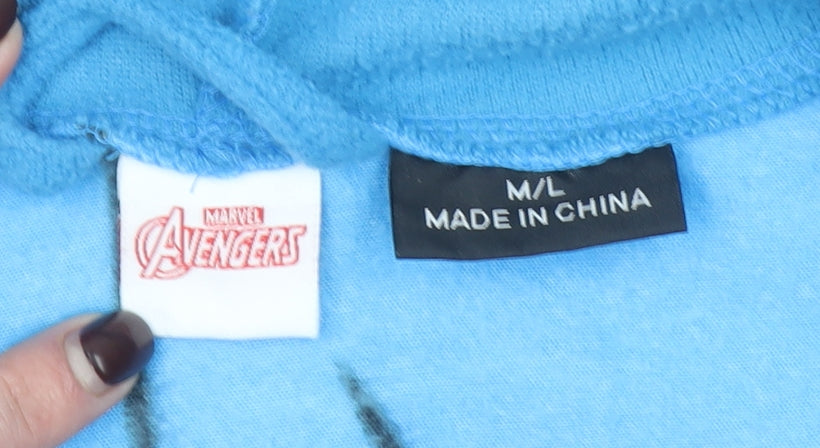 Marvel Men’s Captain America Fleece Onesie M Hooded Zip Up Nightwear