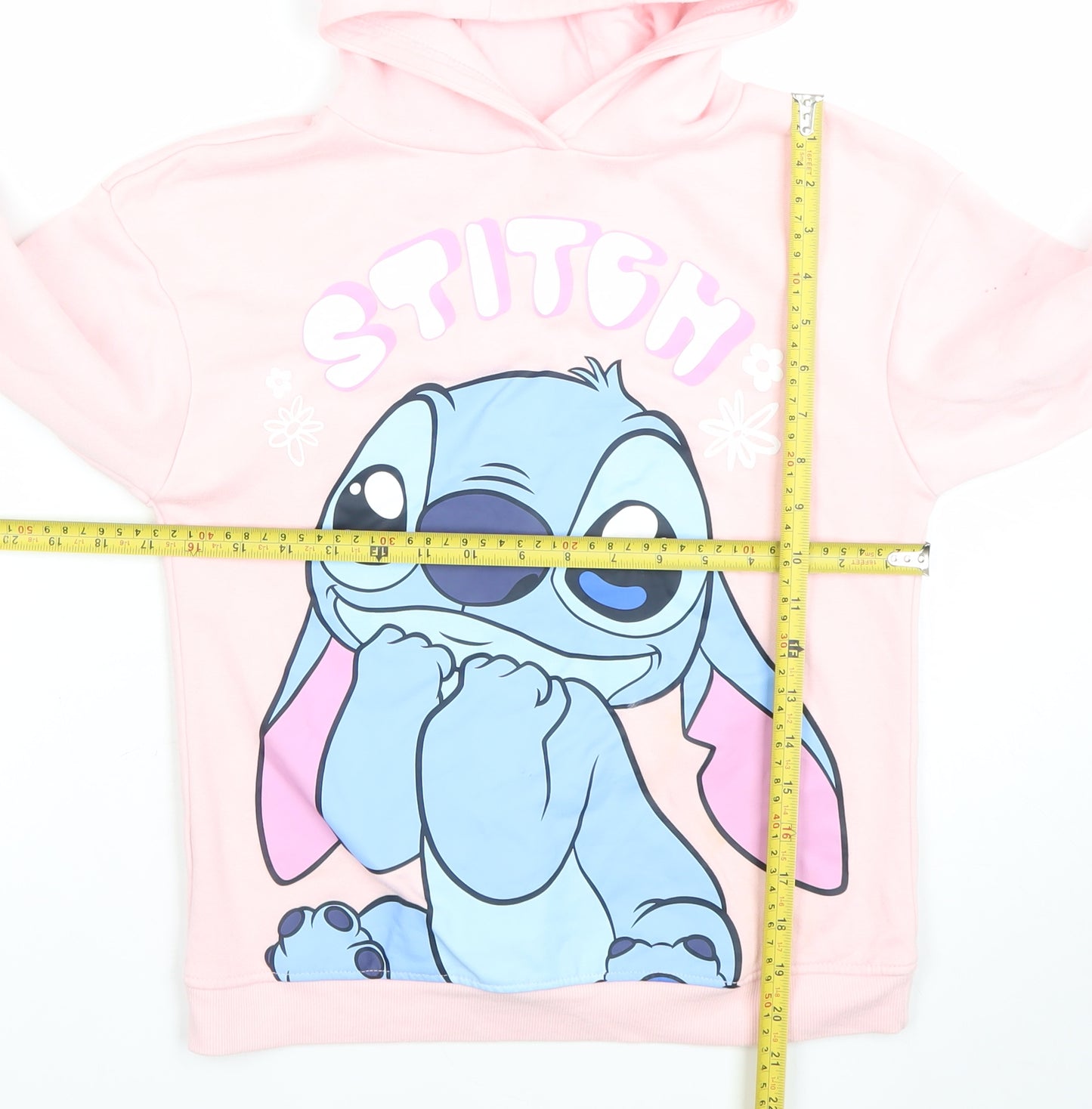 Primark Girls Pink Stitch Hoodie 10-11 Years Pullover Disney Fleece