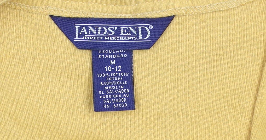 Lands' End Women's Yellow Cotton V-Neck Cardigan M 10-12