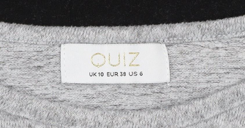 Quiz Women’s Grey Black Leopard Print Pullover Jumper UK 10