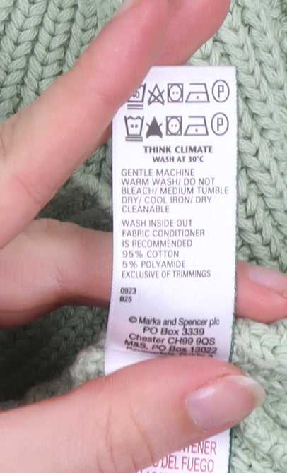 Marks and Spencer Women’s Green Cotton Crew Neck Chunky Knit Jumper M