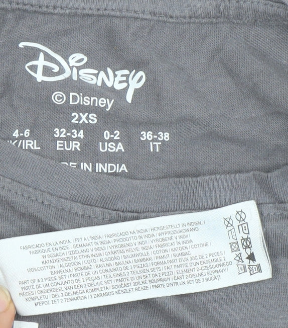Disney Women’s Grey Mickey Mouse & Friends Cotton T-Shirt 2XS