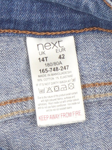 Next Women Blue Denim Bermuda Shorts Size 14T Cotton Blend Casual