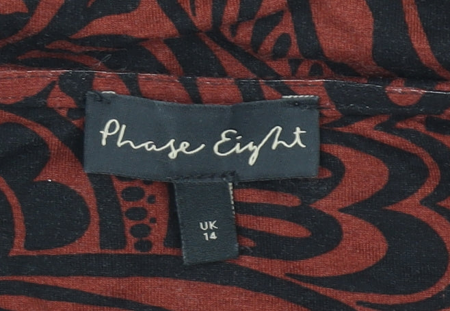 Phase Eight Women's Brown Floral Sleeveless Tunic Blouse Size 14