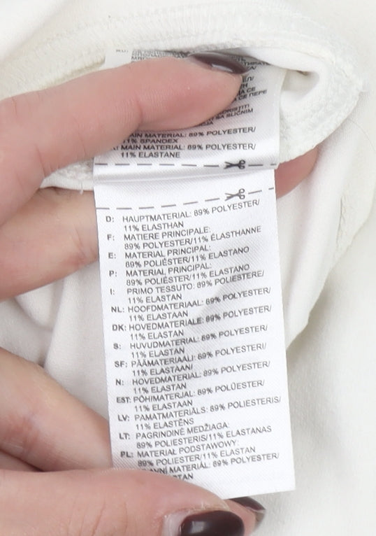 Reebok Womens Beige Short Sleeve Crew Neck Active T-Shirt Size S