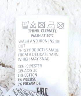 Marks and Spencer Women Beige Striped Knit Jumper Medium