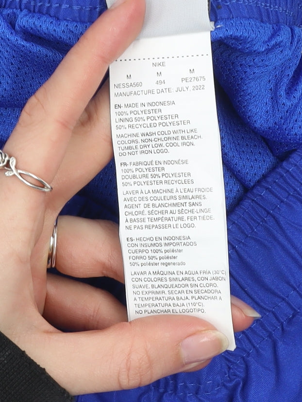 Nike Men's Blue Athletic Shorts M Polyester Elastic Waist Quick Dry