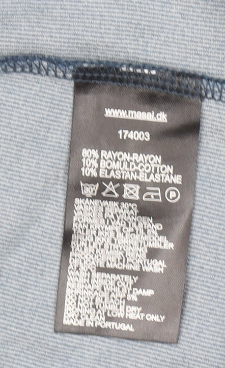 Masai Women Blue Ankle Leggings M Stretch Viscose Blend Zip Detail