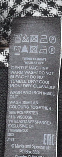 Marks and Spencer Women's Black Check Ankle Leggings Size 10