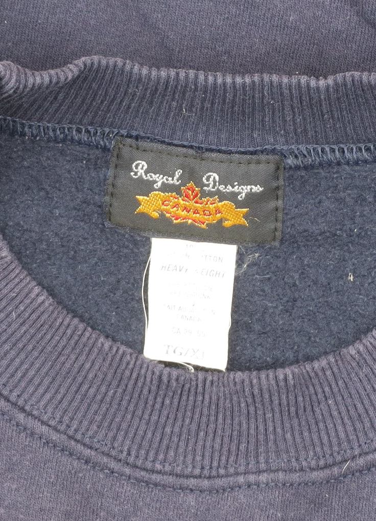 Royal Designs Men's Blue Quebec Canada Embroidered Sweatshirt XL