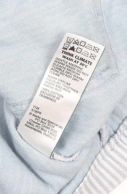 Marks and Spencer Girls Blue Striped Cotton Waistcoat 15-16 Years