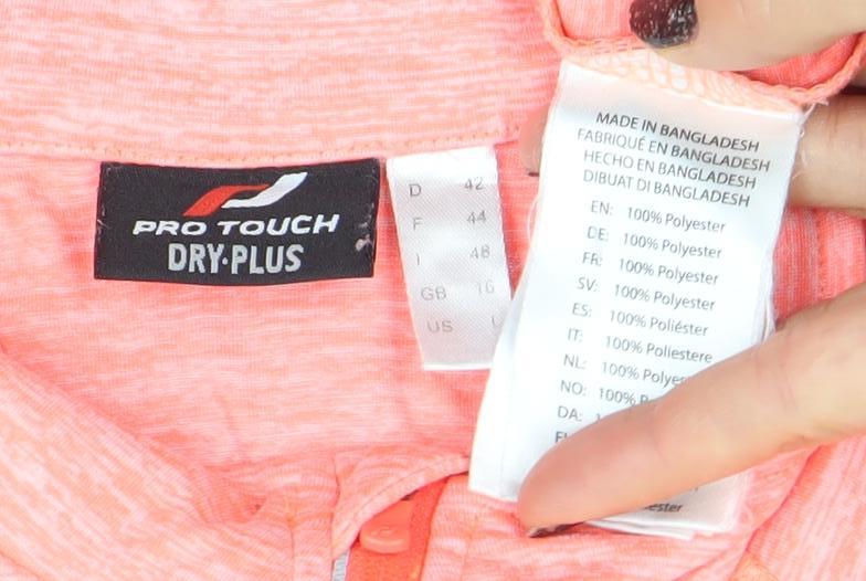 Pro Touch Women's Pink Long Sleeve 1/4 Zip Running Top Size 16