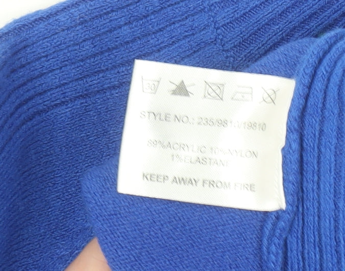 Bassini Women's Blue Mock Neck Long Sleeve Pullover Jumper Size S