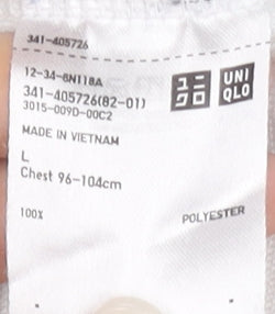 Uniqlo Men's White Anchor Print Polo Shirt Size L Short Sleeve