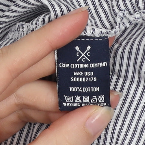 Crew Clothing Company Men's Blue Striped Cotton T-Shirt Size S