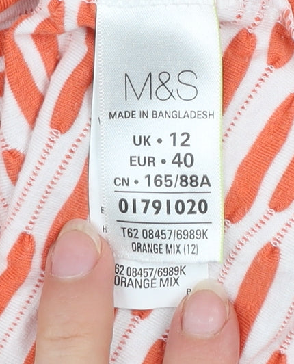 Marks and Spencer Per Una Orange Mix Short Sleeve Stretch T-Shirt Size 12