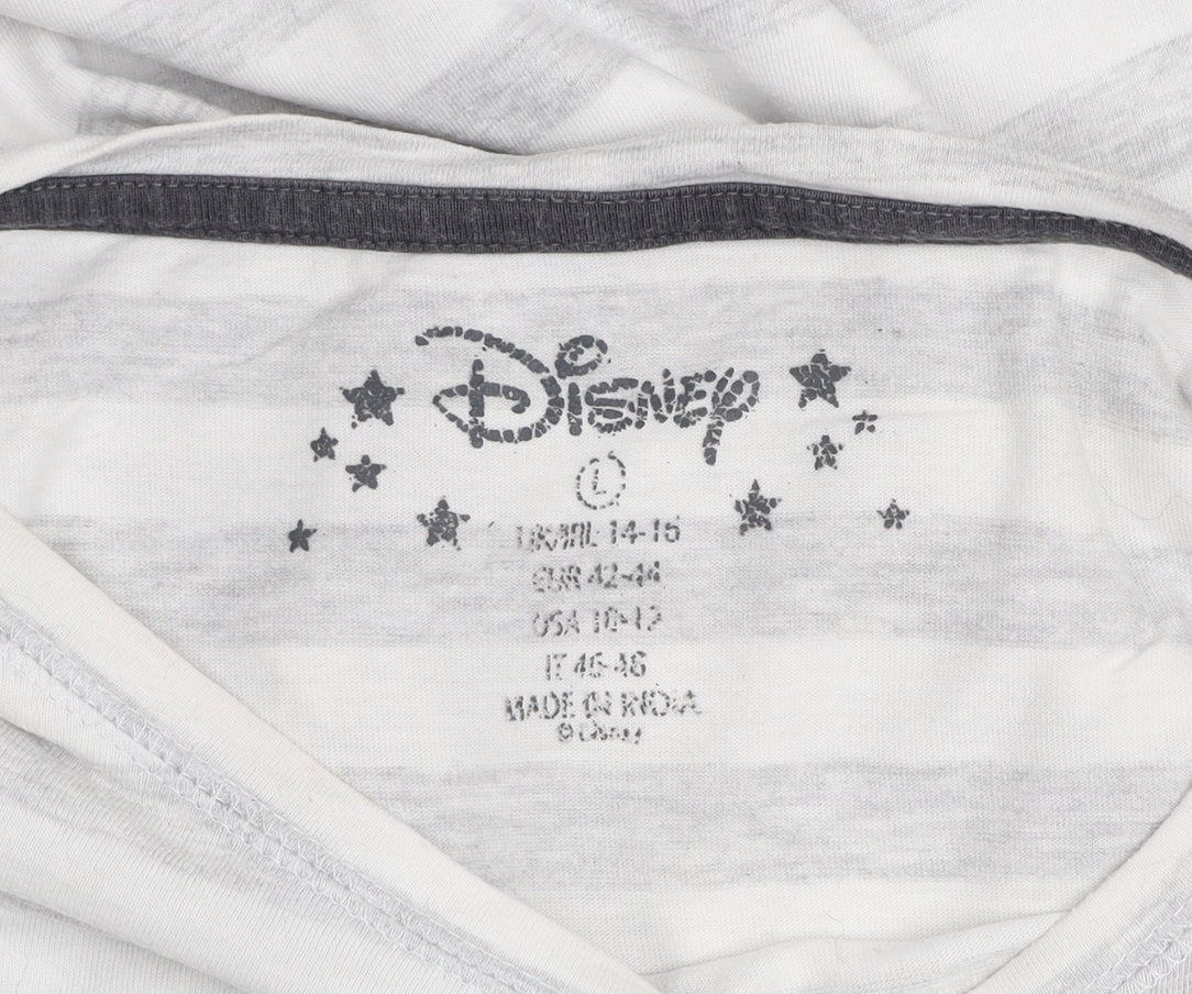 Disney Women's Grey Thumper Striped T-Shirt Nightshirt L