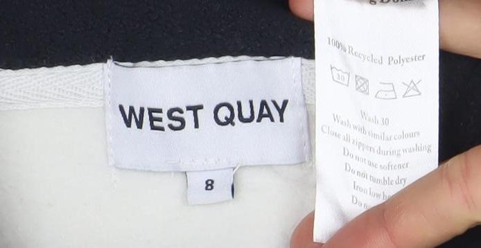 West Quay Women's Beige Black Colourblock 1/4 Zip Fleece Sweatshirt Size 8