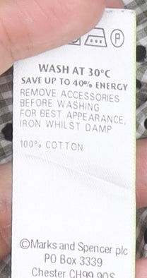 Marks and Spencer Men's Green Check Cotton Dress Shirt Medium