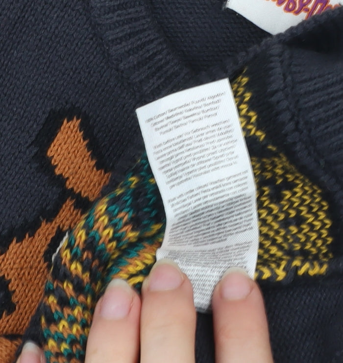 Scooby-Doo Boys Black Jumper 4-5 Years Cotton Knit Crew Neck Cartoon Print