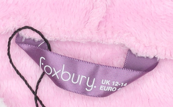 Foxbury Women Pink Fleece Hooded Nightshirt UK 12-14 Long Sleeve Winter
