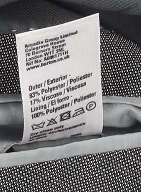 Burton London Men Grey 44R Classic Tailored Two-Button Blazer Jacket