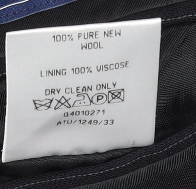 Men’s Black Pinstripe Wool Blazer 38in Regular Fit Jacket