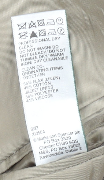 Marks and Spencer Men's Beige Linen Cotton Check Blazer 38R