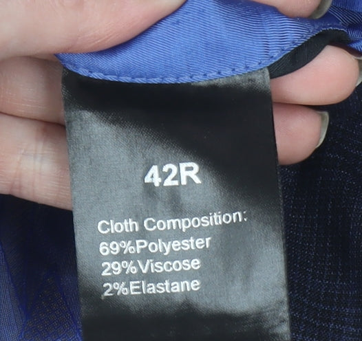 Remus Uomo Men's Blue Check Slim Fit 42R Blazer Jacket