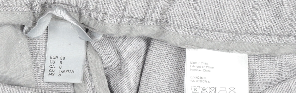 H&M Women's Grey Regular Fit Elastic Waist Tapered Trousers Size 10