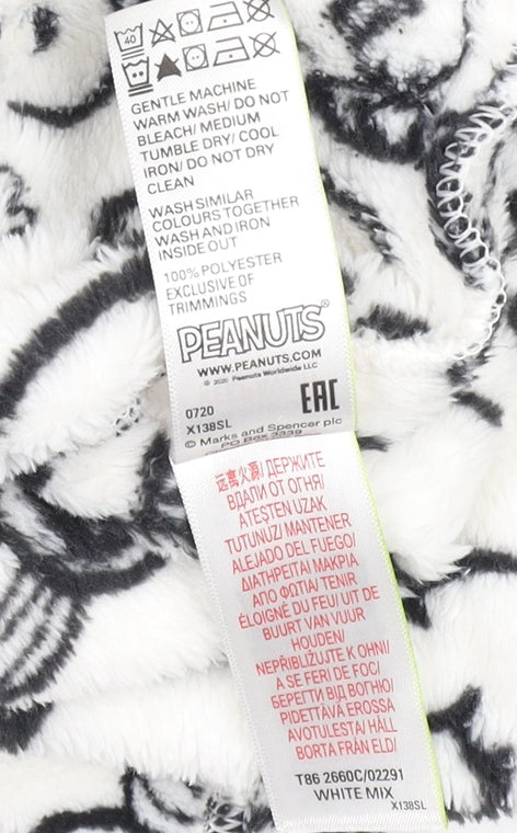 Marks and Spencer Girls White Snoopy Hooded Fleece Robe 8-9 Years