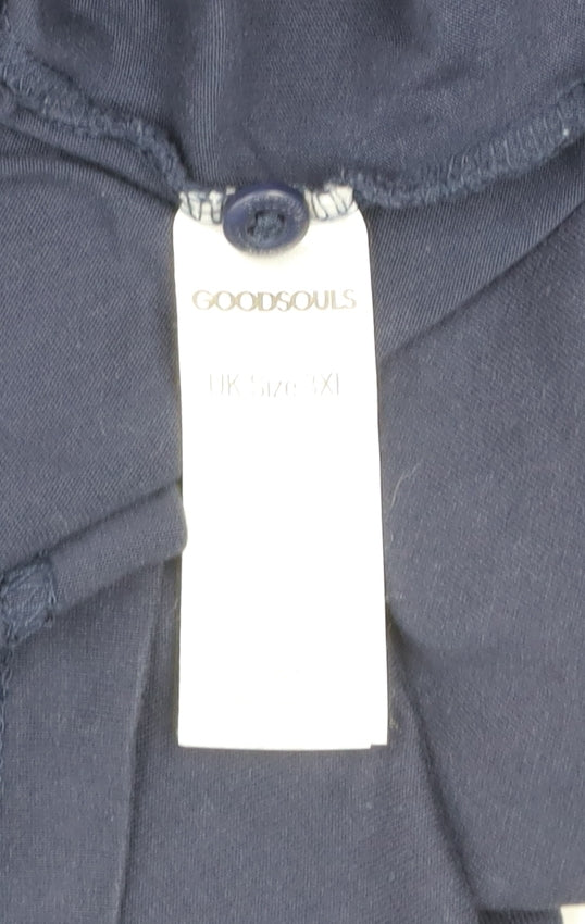 Goodsouls Men's Blue Cotton Polo Shirt Size XL Short Sleeve