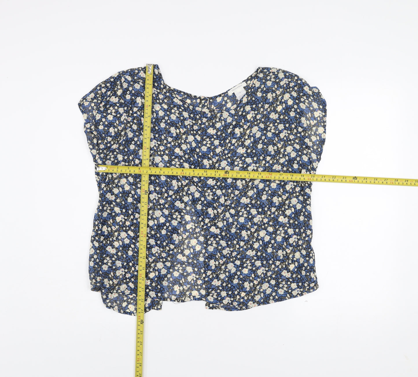Dylan & Rose Women's Blue Floral Rayon Tunic Blouse Size 10