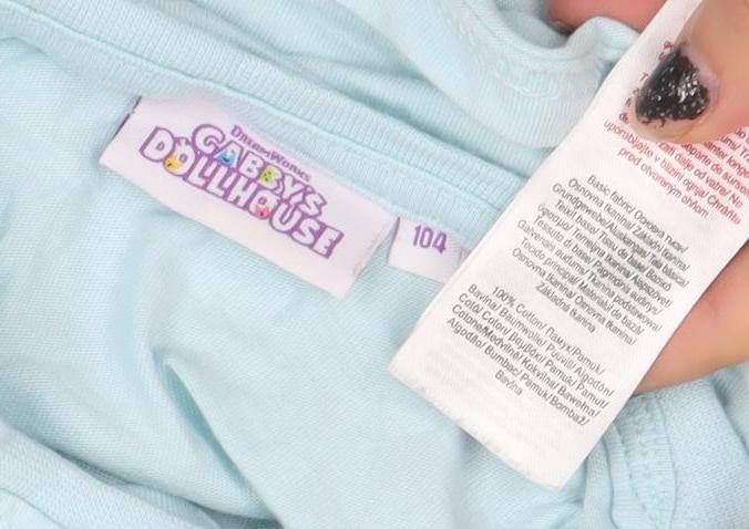 Gabby's Dollhouse Girls Blue Ruffle Sleeve T-Shirt 10 Years Cotton Graphic Top