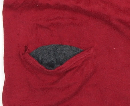 ONLY Women Red Knit Long Sleeve Boat Neck Cotton Blend Top L