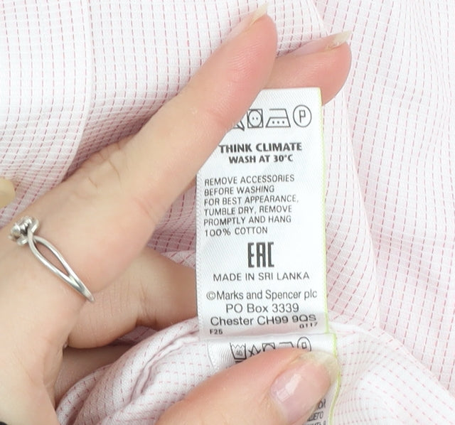 Marks and Spencer Men's Pink Striped Tailored Fit Non-Iron Dress Shirt 14.5in